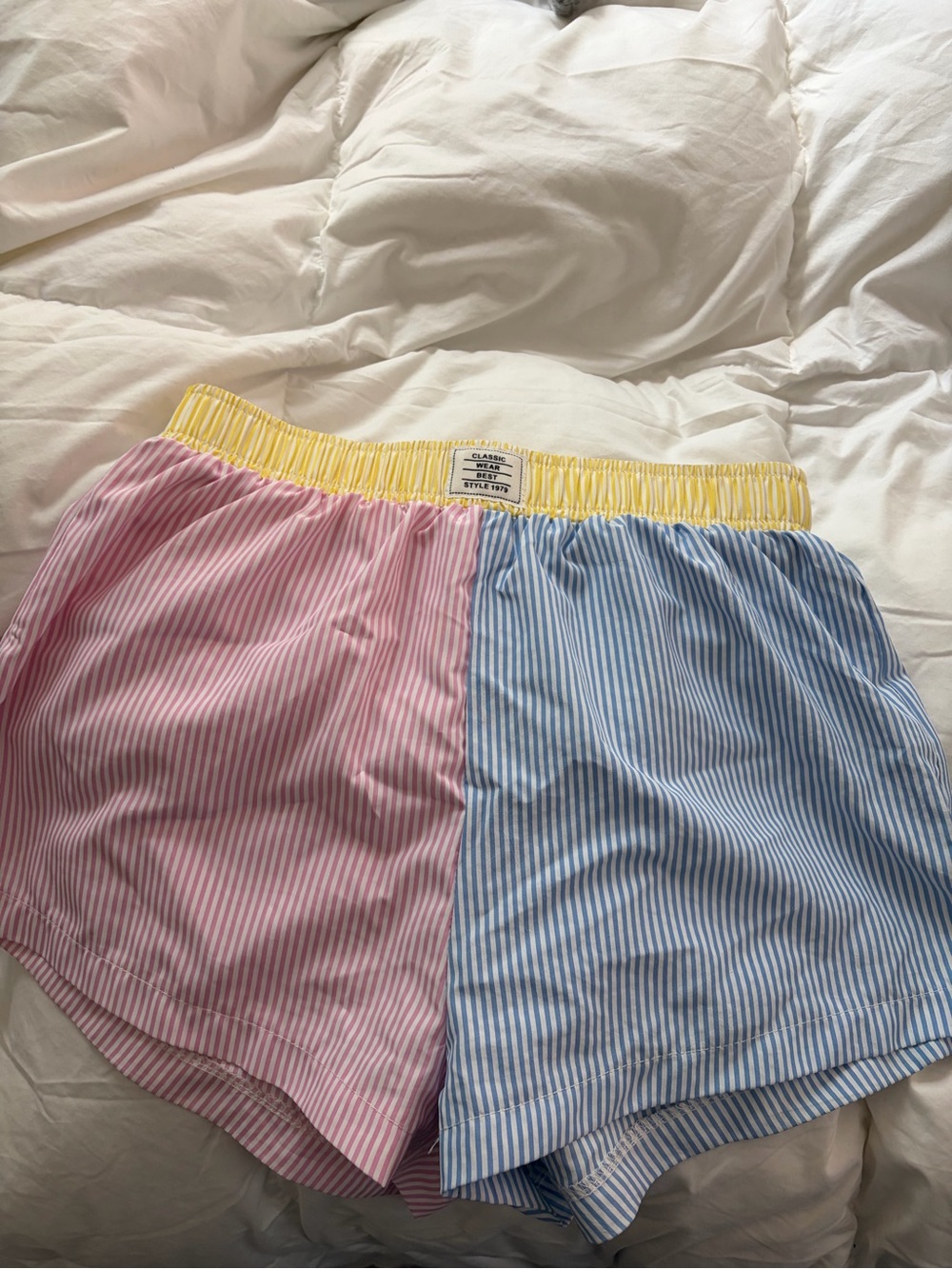 Classic Pink, Blue & Yellow Striped Colorblock PJ Shorts